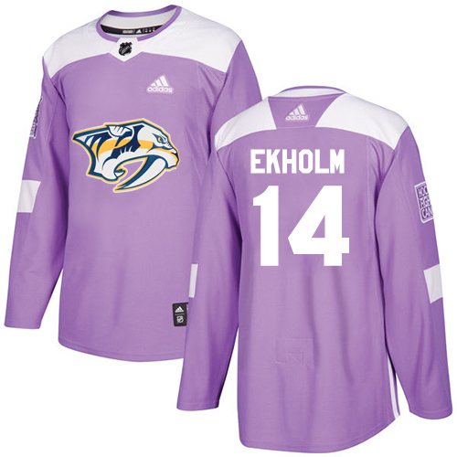 Adidas Predators #14 Mattias Ekholm Purple Authentic Fights Cancer Stitched NHL Jersey - Click Image to Close
